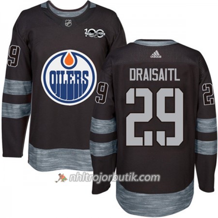 Män Ishockey Edmonton Oilers Tröja Leon Draisaitl 29 1917-2017 100th Anniversary Adidas Svart Authentic